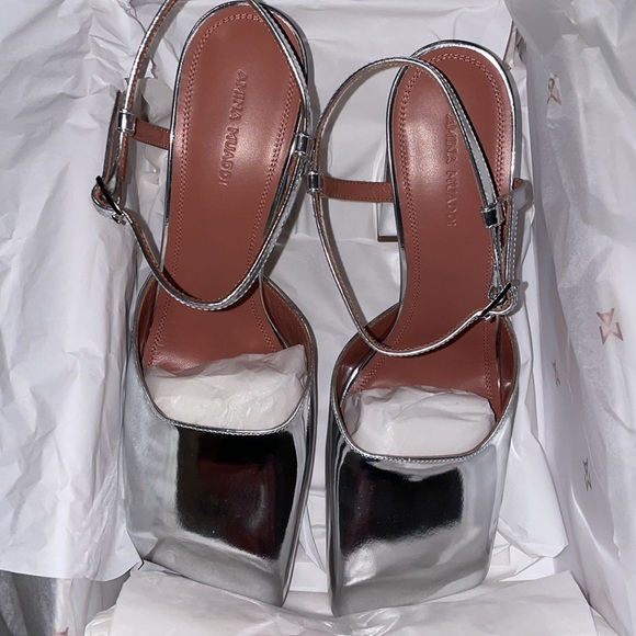 🔥NEW AMINA MUADDI Charlotte Pump Mirror Silver as seen on Amina❤️ - Picture 4 of 16